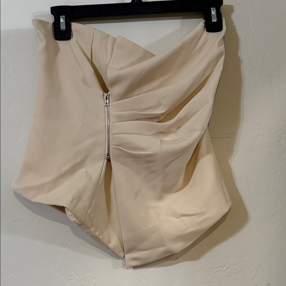 Fashion Nova Cream Draped strapless Top